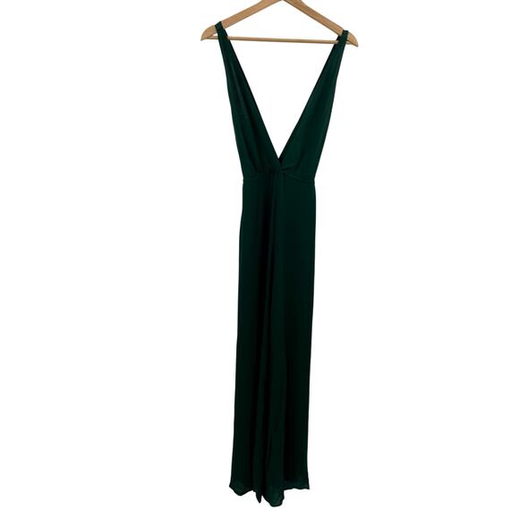 Reformation 4 Sofi Georgette Jumpsuit Emerald Green Wide Leg - Picture 3 of 7